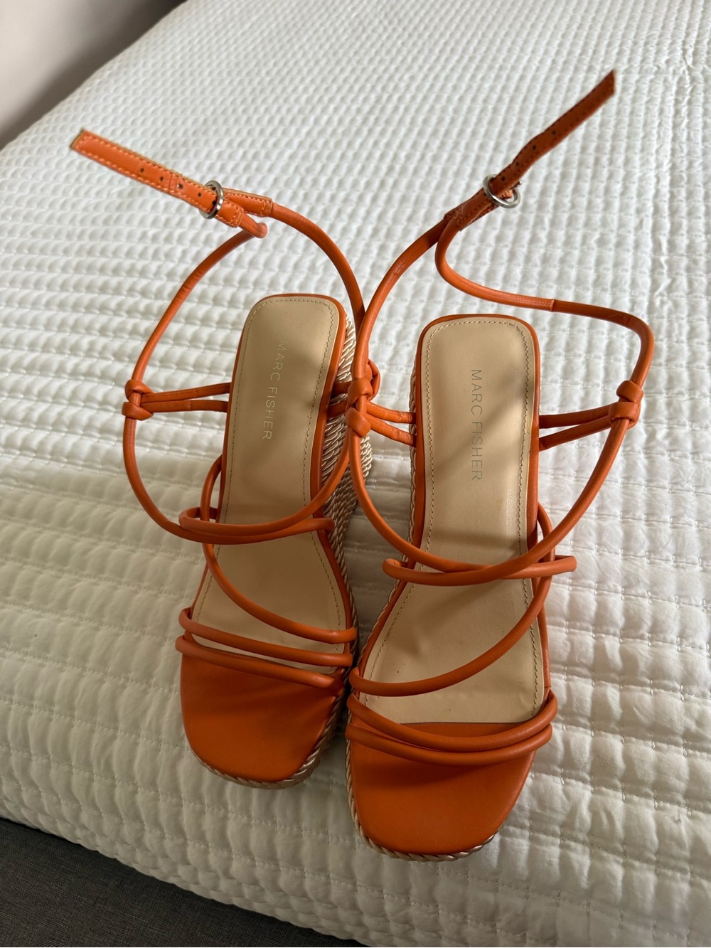 Marc Fisher Orange Multi-Strap Wedge Sandals